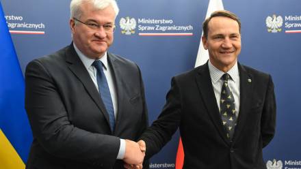 Andrij Sybiha i Radosław Sikorski Fot. PAP/Radek Pietruszka