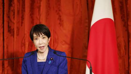 Premier Japonii Sanae Takaichi. Fot. PAP/EPA/	FRANCK ROBICHON/POOL