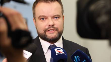 Rzecznik Prawa i Sprawiedliwości Rafał Bochenek. Fot. PAP/Albert Zawada