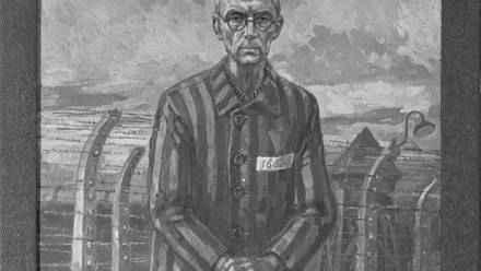 Obraz przedstawiający ojca Maksymiliana Kolbe w KL Auschwitz. Fot. PAP/CAF/L. Surowiec