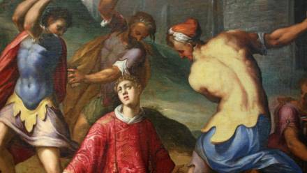 Obraz Hansa von Aachena "Ukamienowanie św. Szczepana", EUROPEUM - Ośrodek Kultury Europejskiej w Krakowie.  Fot. PAP/reprodukcja