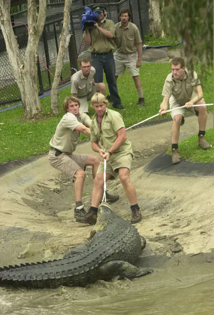 "Łowca krokodyli" Steve Irwin. Fot. PAP/ AUSTRALIA AND NEW ZEALAND OUT EPA-PHOTO/AAP/DAVE HUNT 